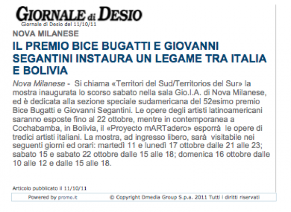 2011 ottobre 11 - Territori del sud - annuncio giornale di desio