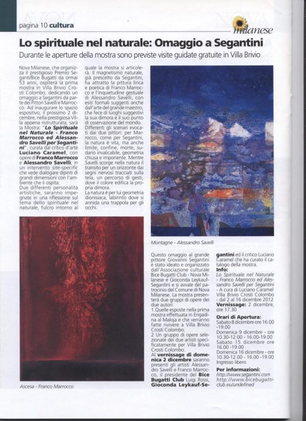 Informatore comunale Nova Milanese 2012 dicembre Mostra Savelli e Marrocco