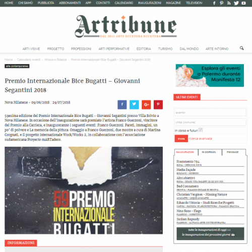 Rassegna stampa - apertura premio 2018 - artribune